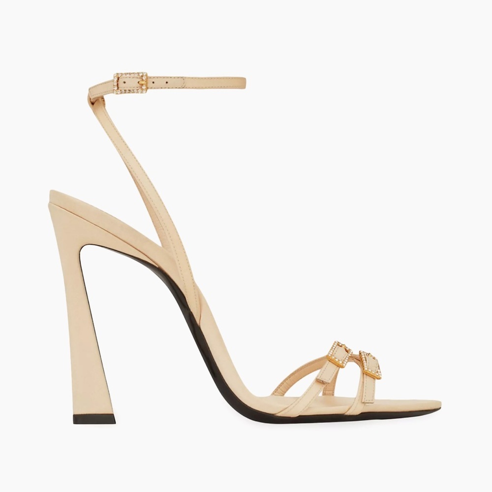 Yves Saint Laurent Lila Cream Ankle Strap Sandals Heels Size 39 NWT - Picture 3 of 9